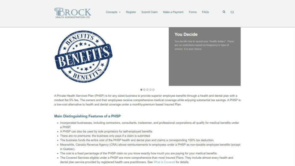 Brock Health Administration Ltd. Homepage