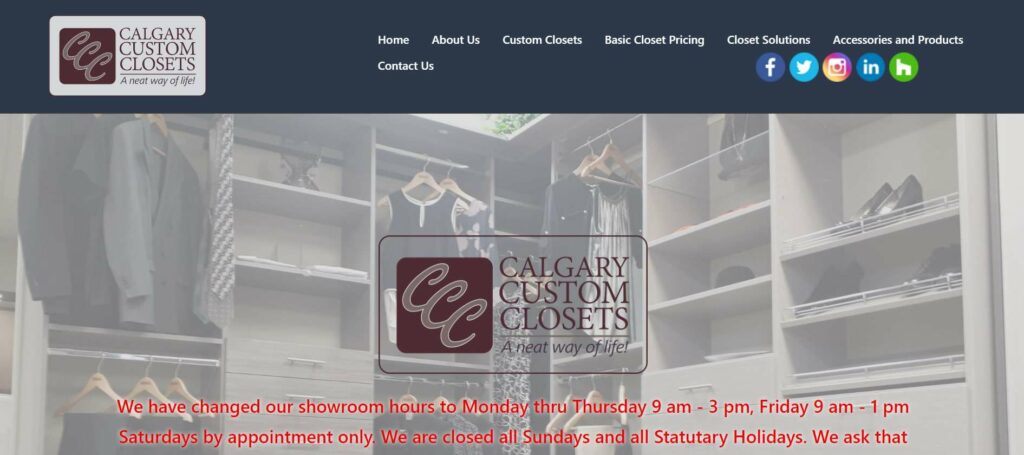 Calgary Custom Closets Homepage