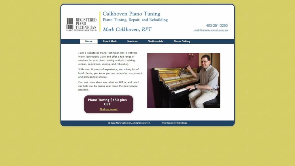 Calkhoven Piano Tuning Homepage
