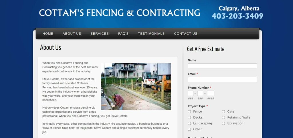 Cottam’s Fencing and Contracting Homepage