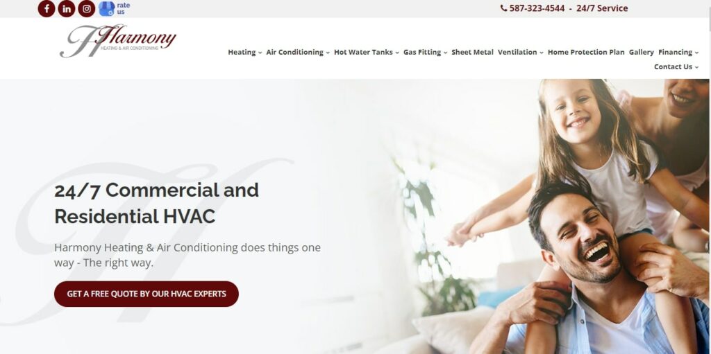 Harmony Heating & Air Conditioning Homepage