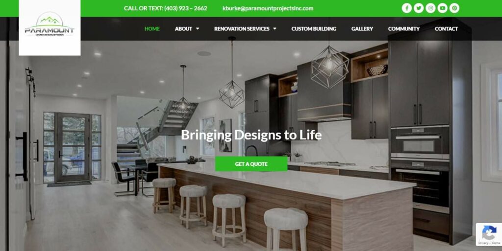 Paramount Home Renovations Homepage