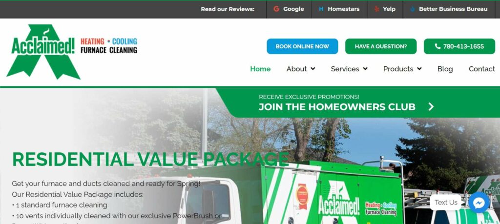 Acclaimed! Heating, Cooling, & Furnace Cleaning' Homepage