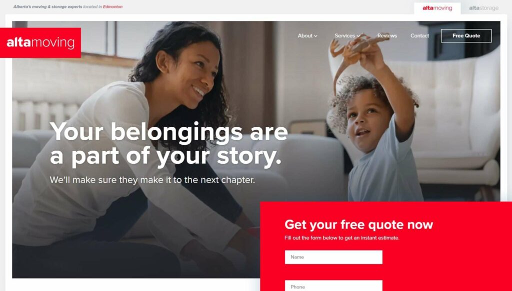 Alta Moving' Homepage