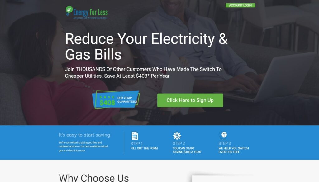 Energy For Less' Homepage