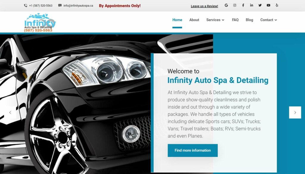 Infinity Auto Spa & Detailing Homepage
