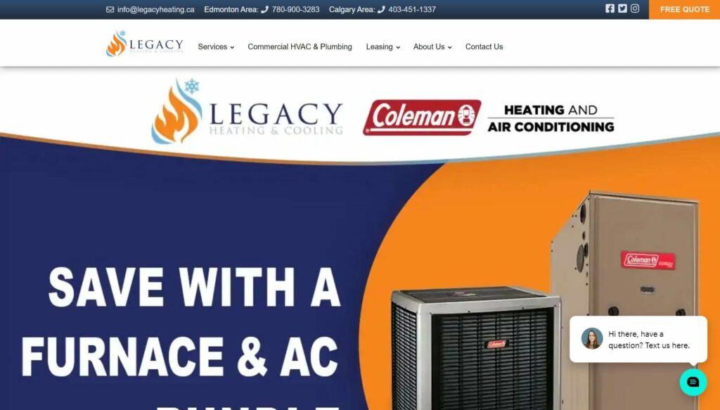 Legacy Heating & Cooling' Homepage