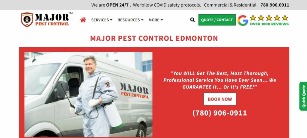 Major Pest Control Edmonton' Homepage