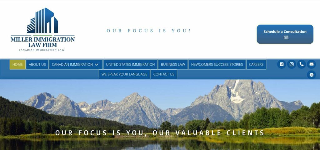 Miller Immigration Law Firm' Homepage