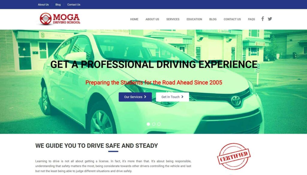 Moga Driving School' Homepage