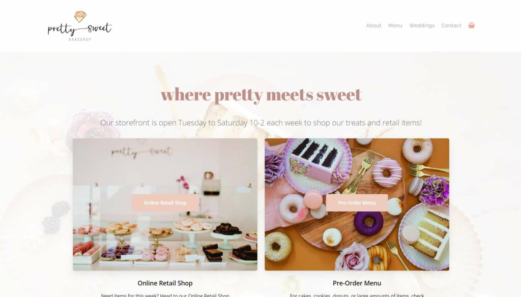 Pretty Sweet Bakeshop' Homepage