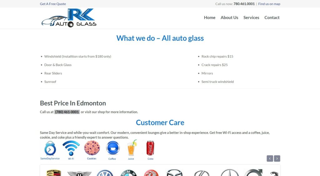 RK Auto Glass Homepage