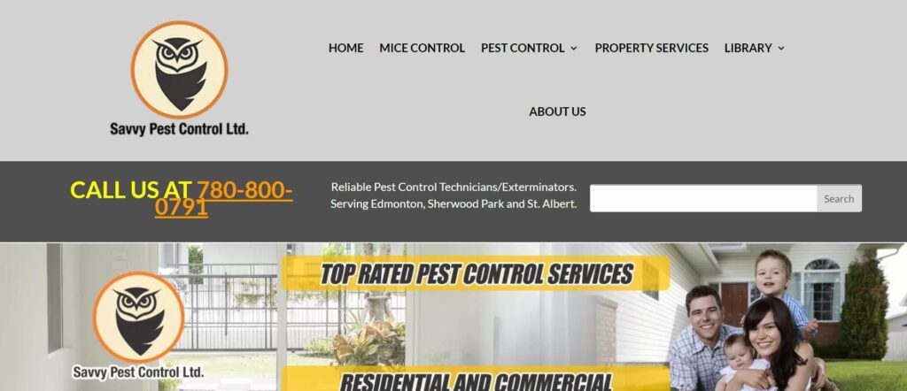 Savvy Pest Control' Homepage