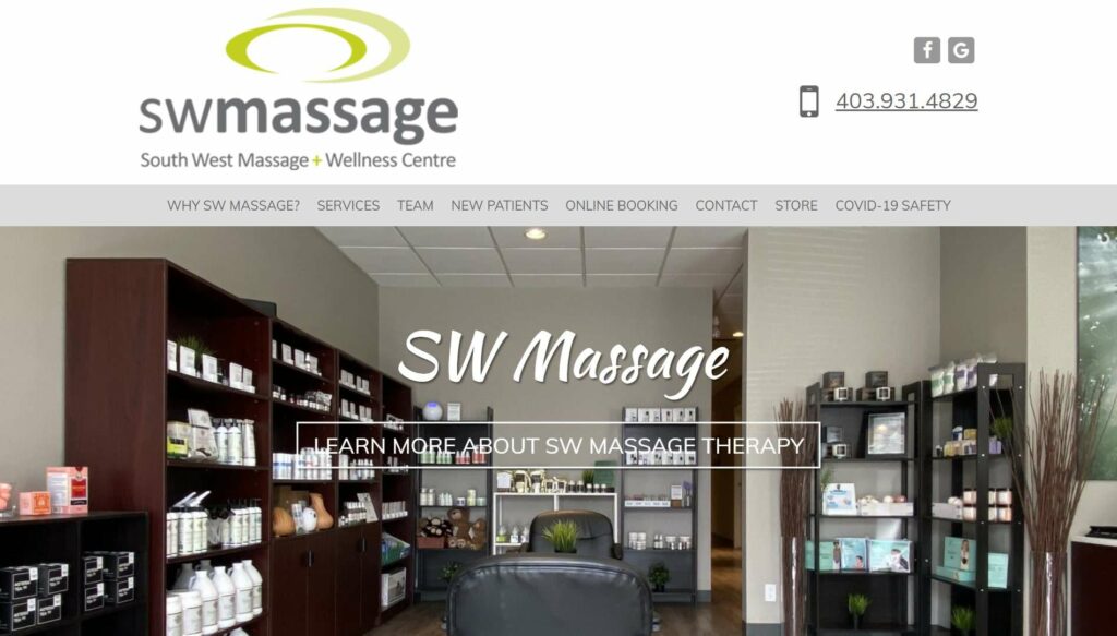 South West Massage and Wellness Centre' Homepage