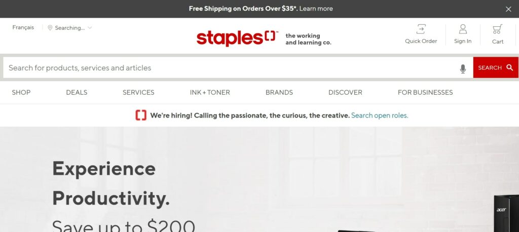 Staples' Homepage