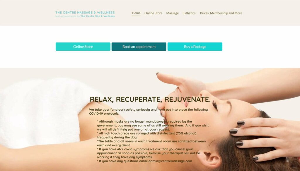 The Centre Massage & Wellness' Homepage