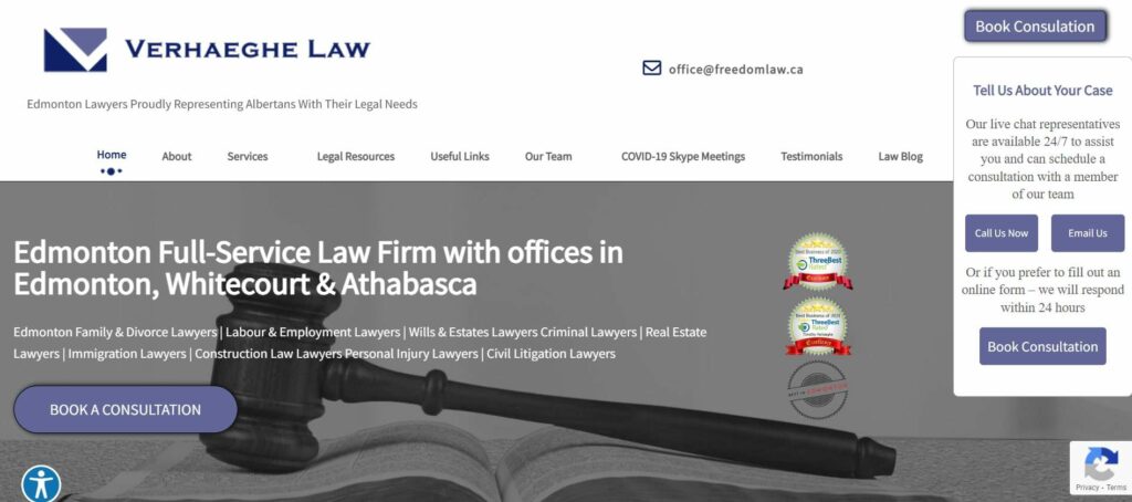 Verhaeghe Law Office' Homepage