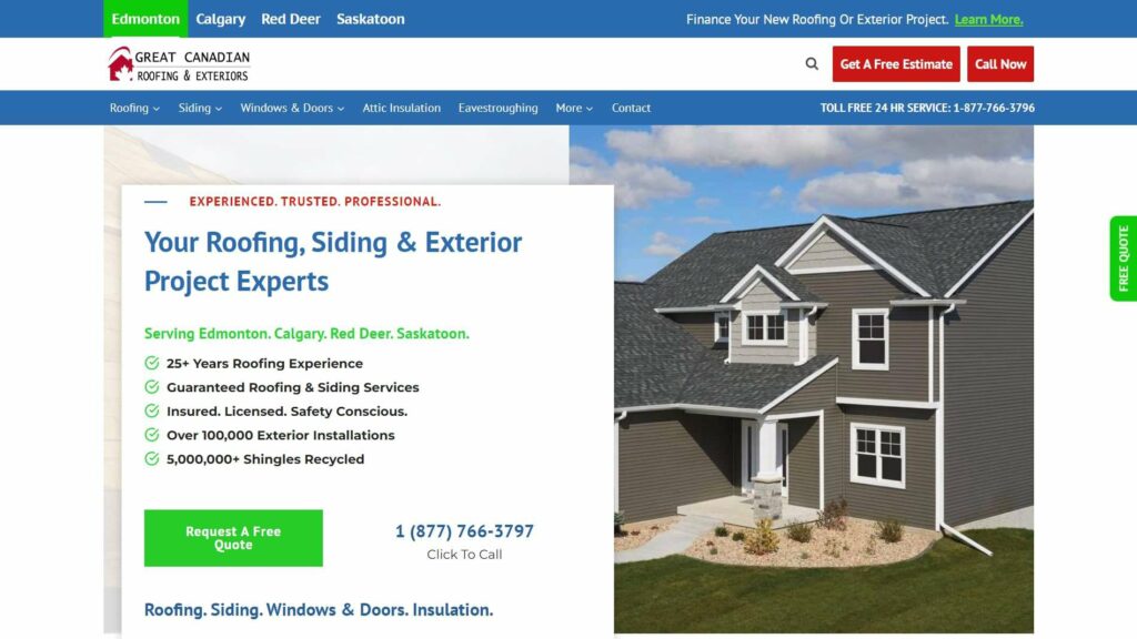 Great Canadian Roofing & Exteriors' Homepage