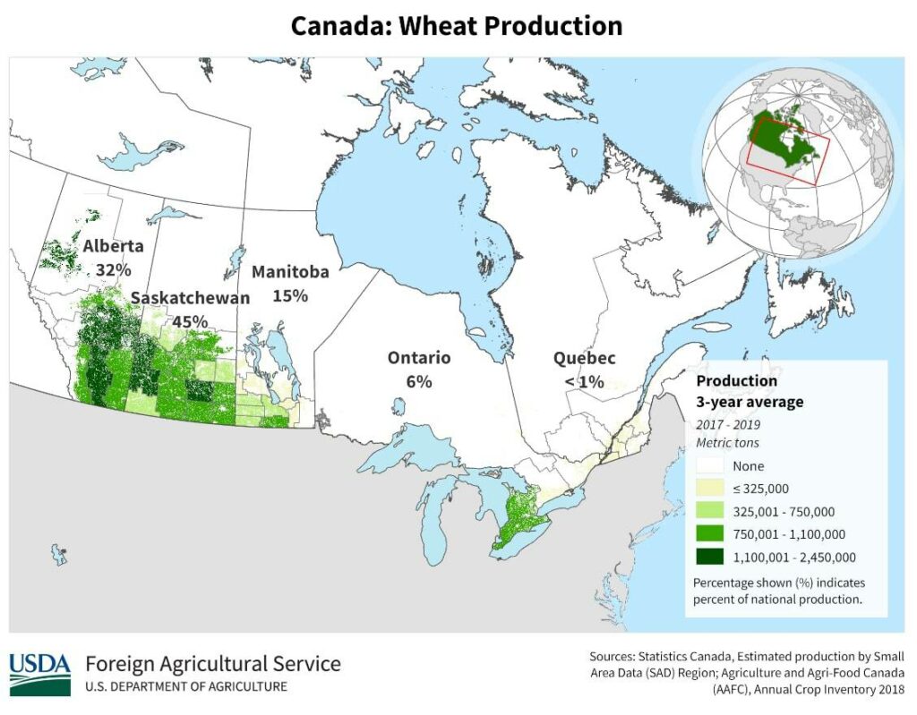 Saskatchewan Canada’s Highest Wheat Producing Province