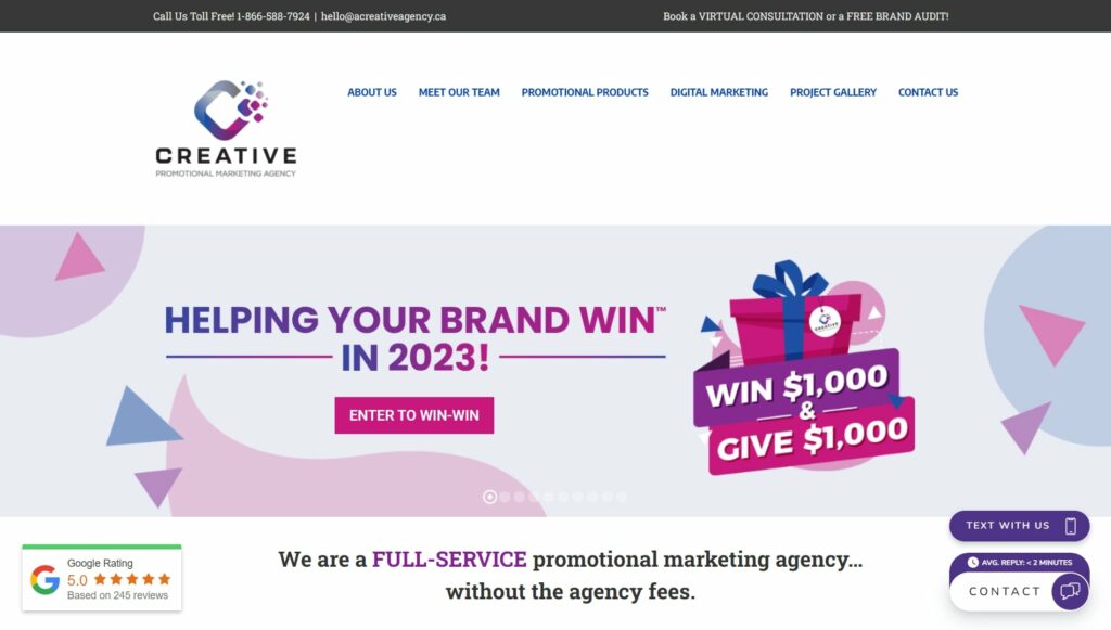 Creative Promotional Marketing Agency's Homepage