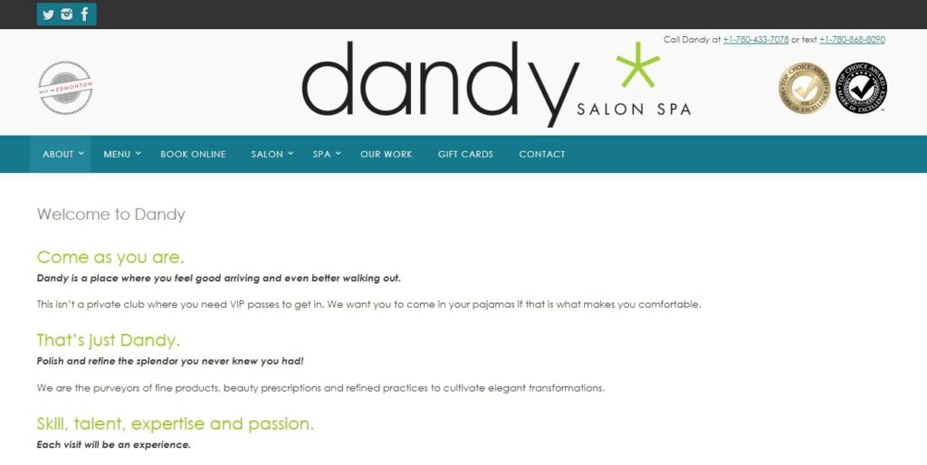 Dandy Salon Spa's Homepage