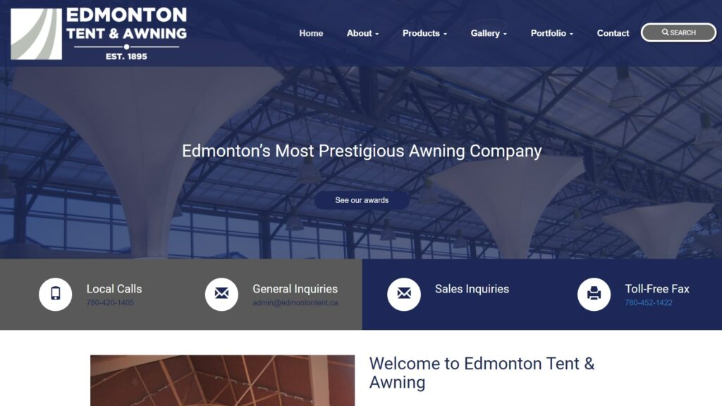 Edmonton Tent & Awning 2000 Inc. Homepage