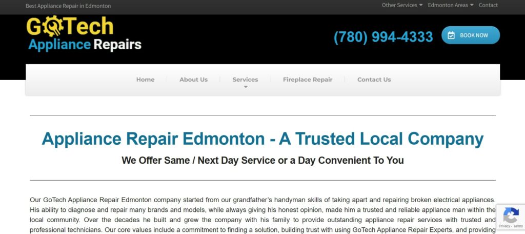 GoTech Appliance Repair Edmonton's Homepage