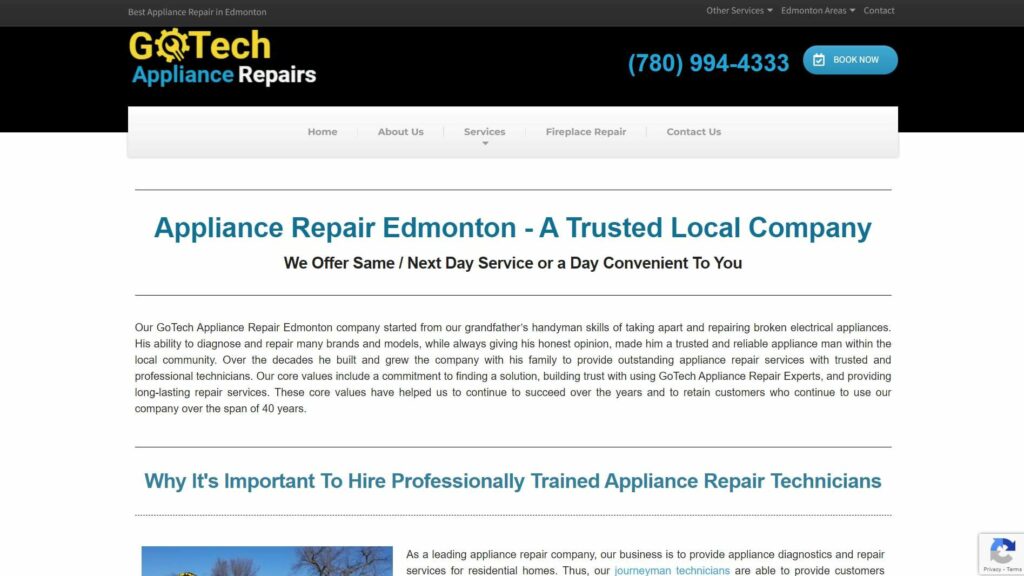 GoTech Appliance Repairs' Homepage