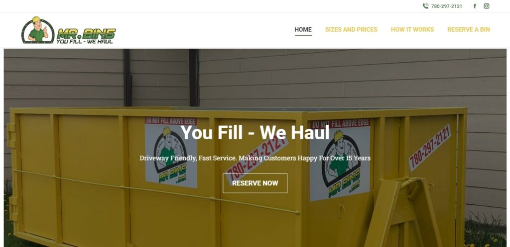 Mr. Bins Dumpster Rental's Homepage