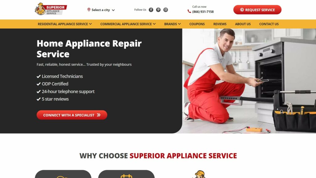 Superior Appliance Service's Homepage