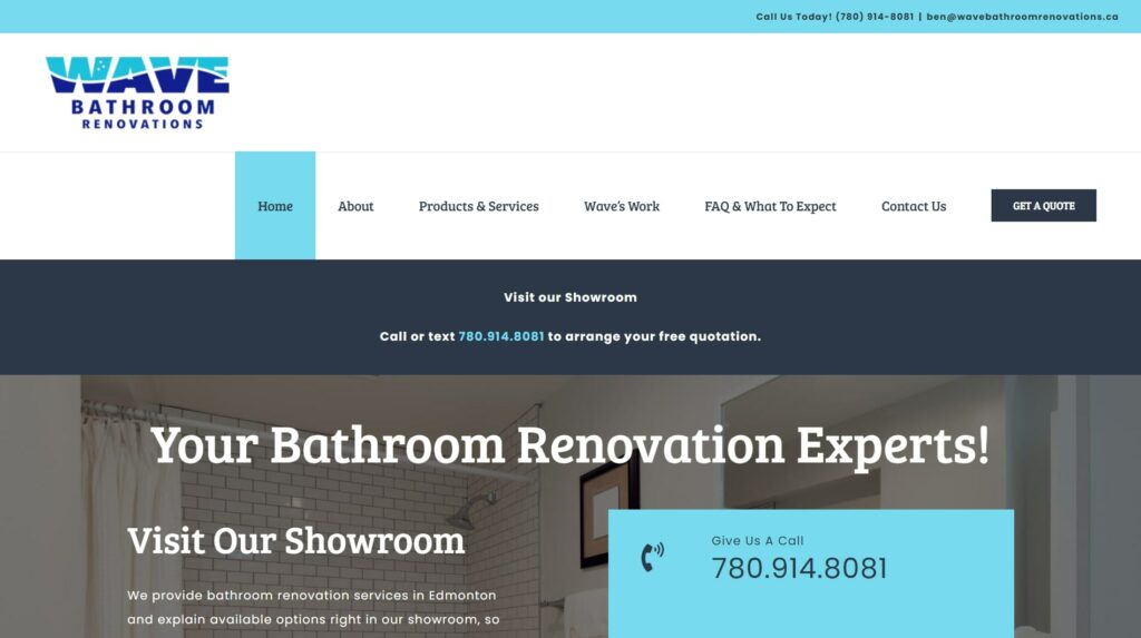 Wave Bathroom Renovations' Homepage