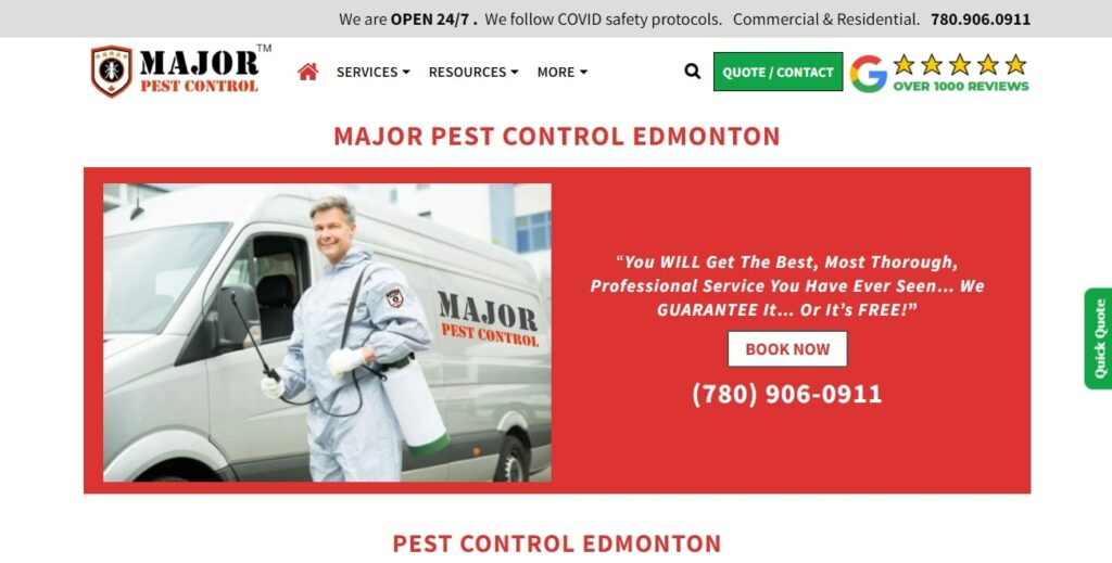 Major Pest Control Edmonton's Homepage