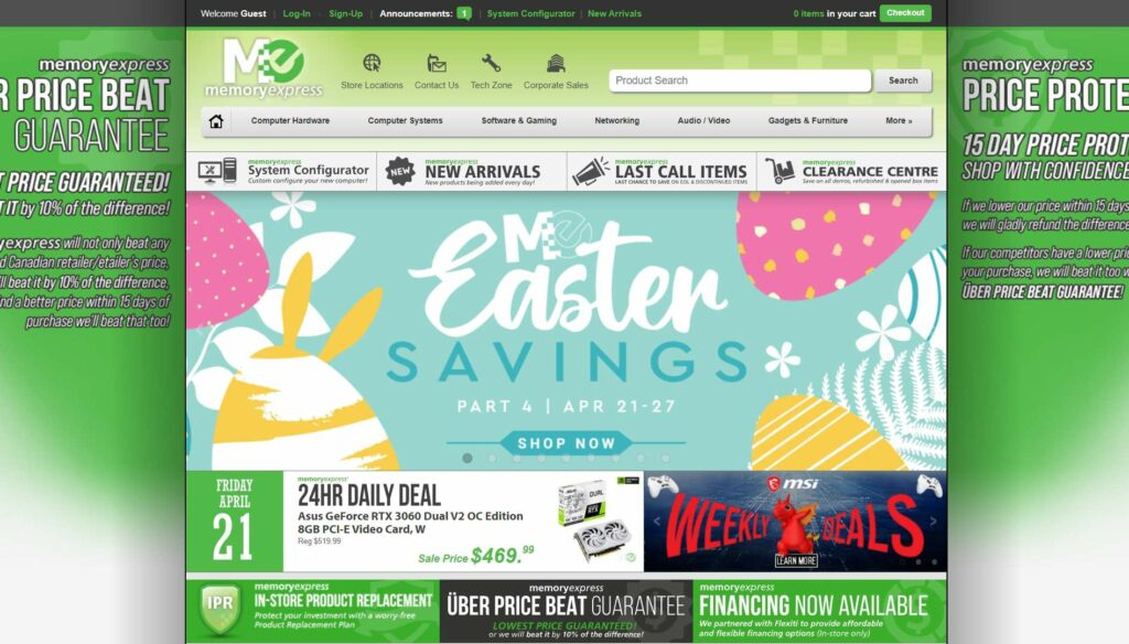 Memory Express' Homepage