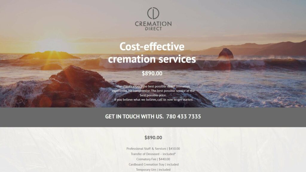 Cremation Direct's Homepage