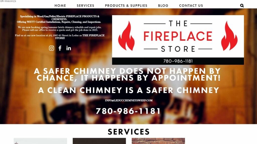 The Fireplace Store & Leduc Chimney Sweep's Homepage