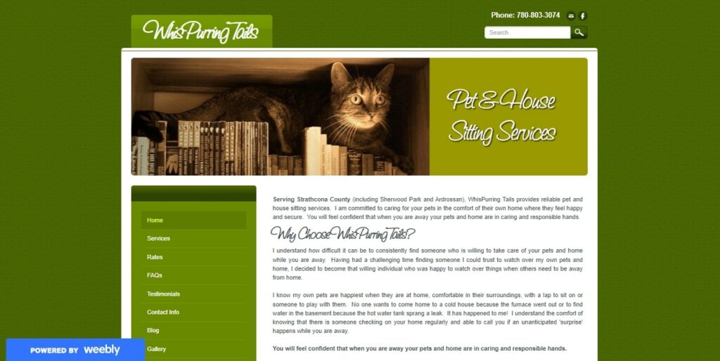 WhisPurring Tails Pet & House Sitting Services' Homepage