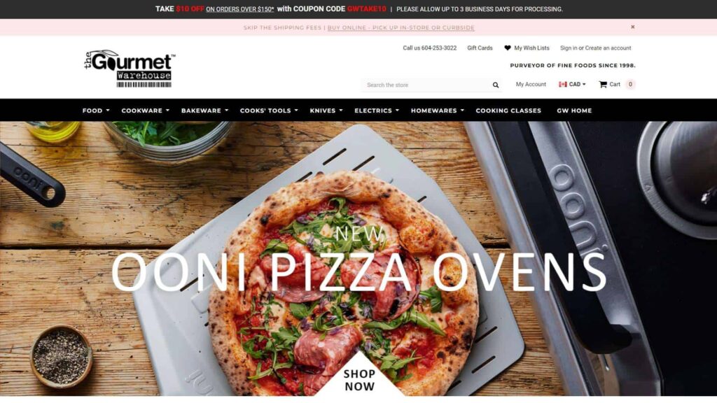 The Gourmet Warehouse's Homepage