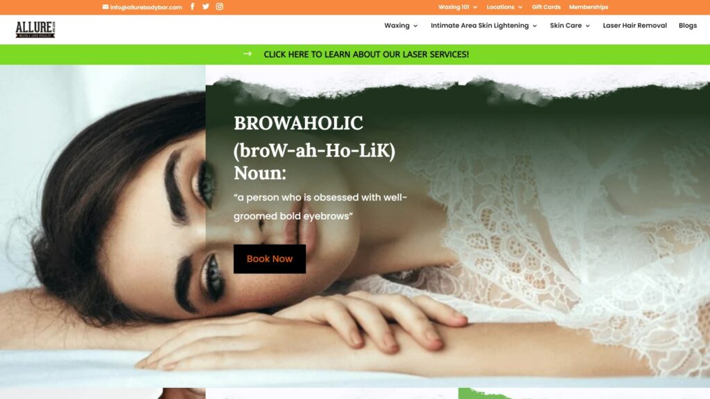 Allure Body Bar's Homepage