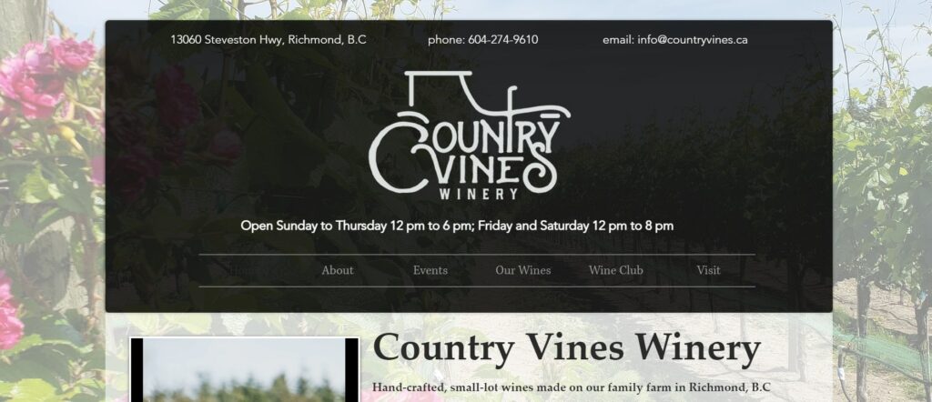 Country Vines Winery's Homepage