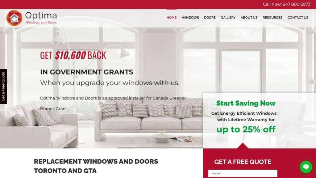 Optima Windows and Doors' Homepage