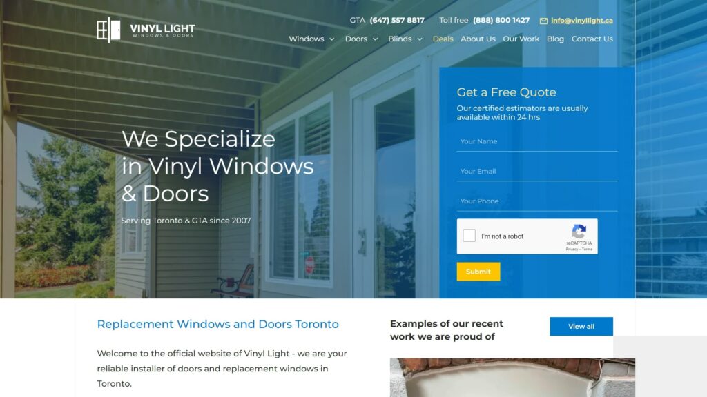 Vinyl Light Windows & Doors' Homepage