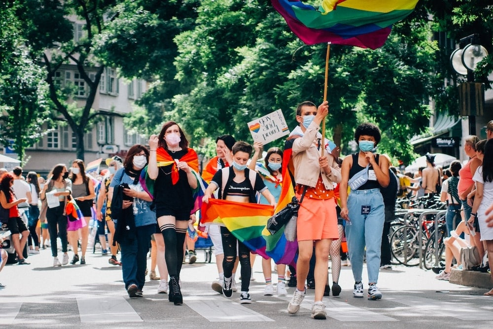 people in a lgbt parade