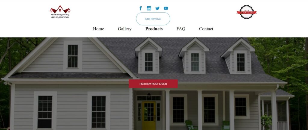alberta prestige roofing homepage