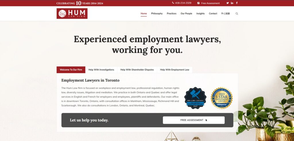 the hum law firm homepage