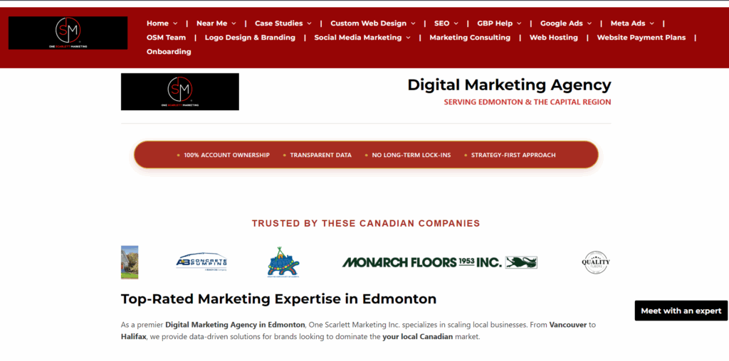 One Scarlett Digital Marketing homepage