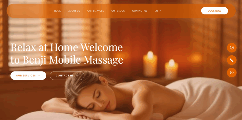 benji mobile massage homepage