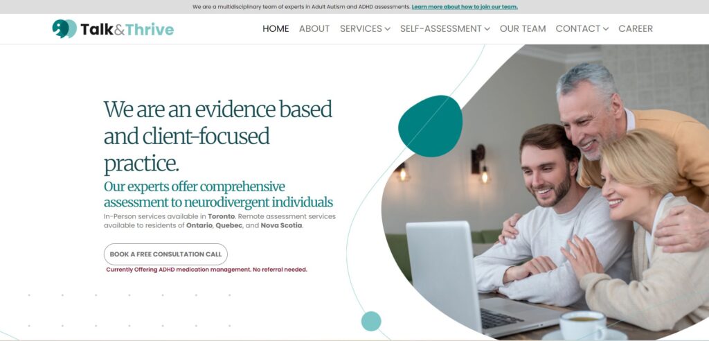 talk and thrive psychology homepage