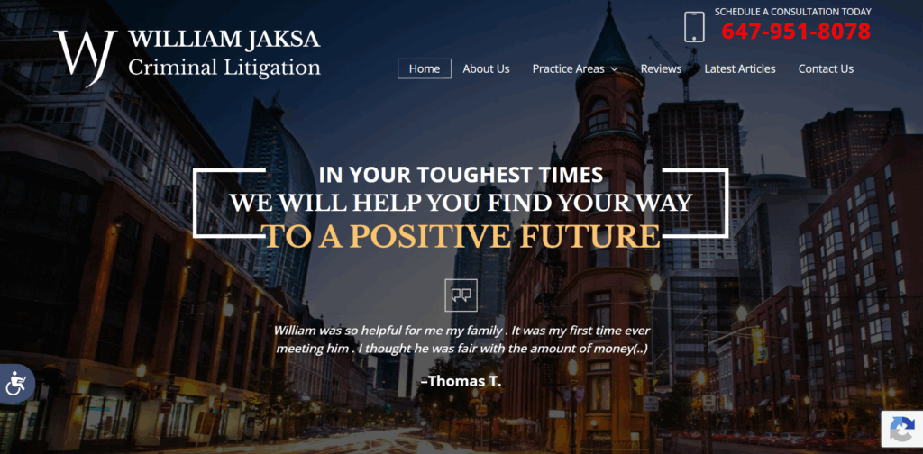 William Jaksa Criminal Litigation homepage