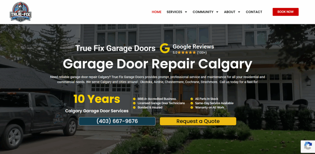 True Fix Garage Doors homepage